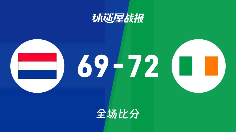 俱乐部友谊赛荷兰女篮U20vs爱尔兰女篮U20战报：69-72，